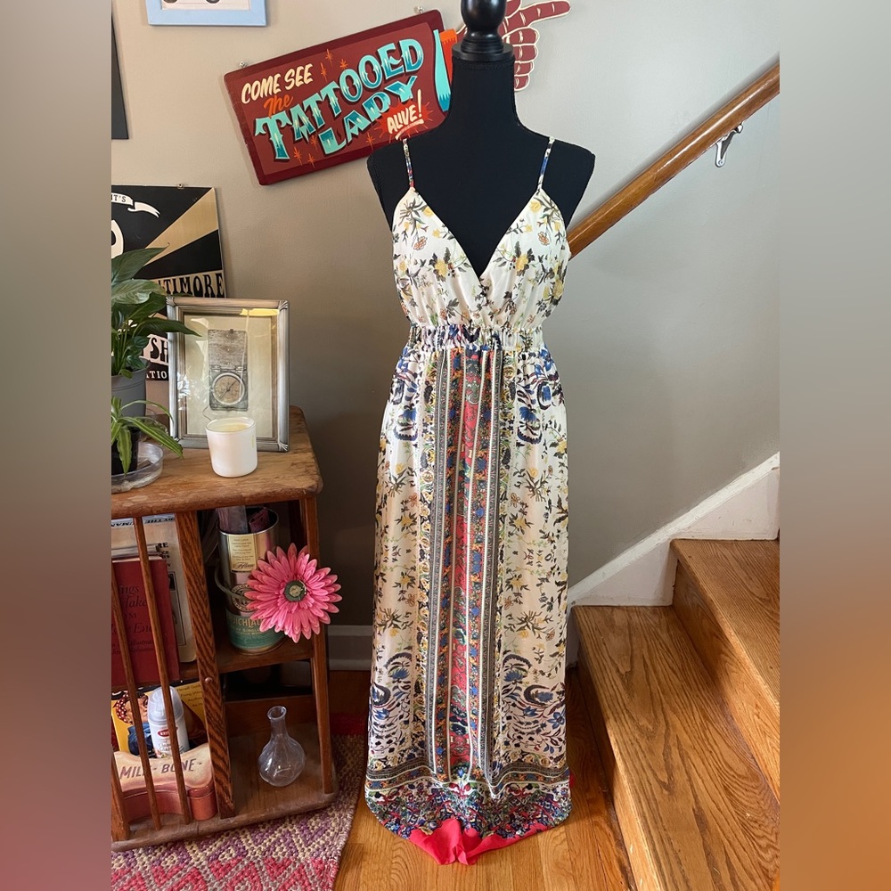 Pretty Boho Floral Maxi Sun Dress